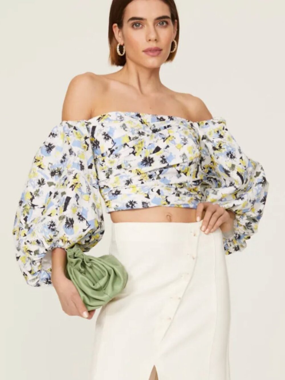 Tanya Taylor Floral Alondra Top Size 6 Blue/White/Yellow Floral